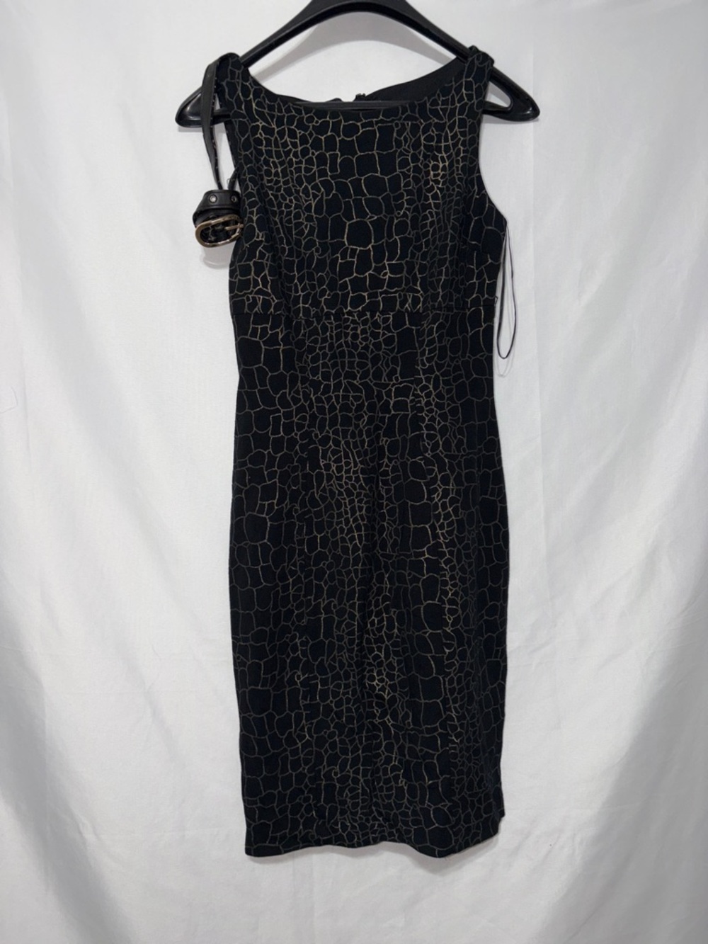 Cache Black Midi Dress with Beige Giraffe-Print